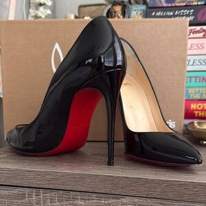 Christian Louboutin Black and Red Patent Leather Heels